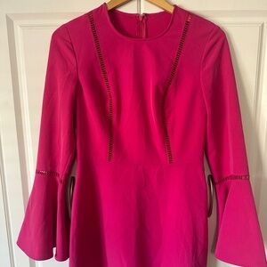 Fuchsia dress with bell sleeves